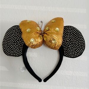 ✨MAKE AN OFFER✨ Disney Parks Ears Love Gold Bow W/ Stones Minnie Headband